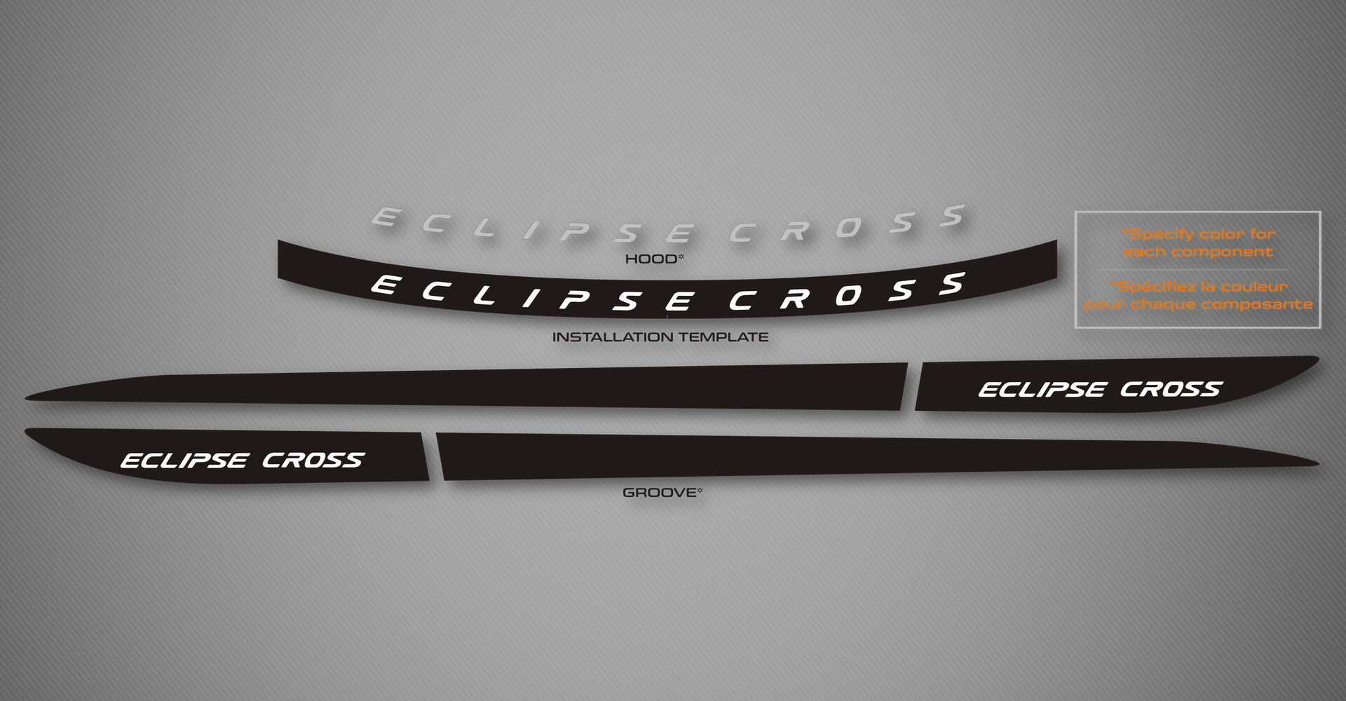 Hood Lettering & Groove Trims for 2018-2021 Mitsubishi Eclipse Cross