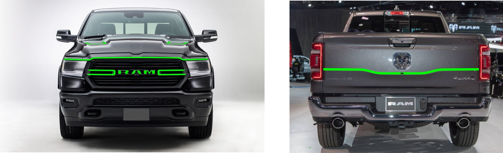 Hood, Grille & Tailgate Trim Kit for 2019-2026 Ram 1500 (Crew Cab) — 2